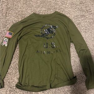 Nike Olive Green Miami dolphins Long Sleeve Tee